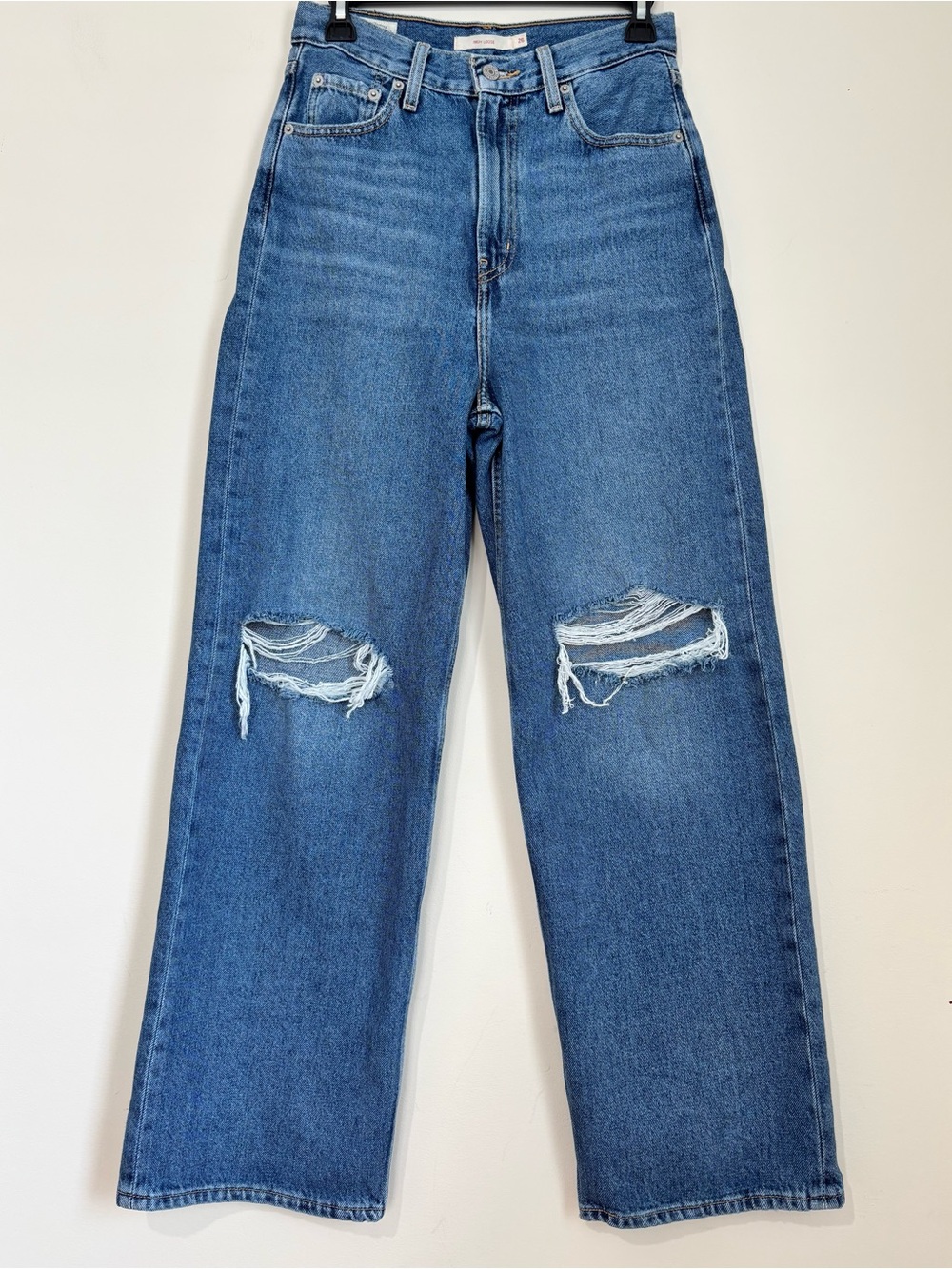 Levi’s Premium Big E High Loose Distressed Chewed Up Blowout Knees Wide Leg Jean - Picture 3 of 16